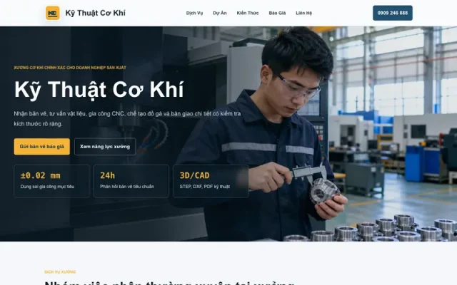 Mẫu web cơ khí – gia công CNC, chế tạo máy