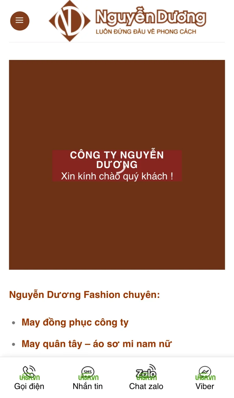 Website Nguyễn Dương Fashion – giao diện điện thoại