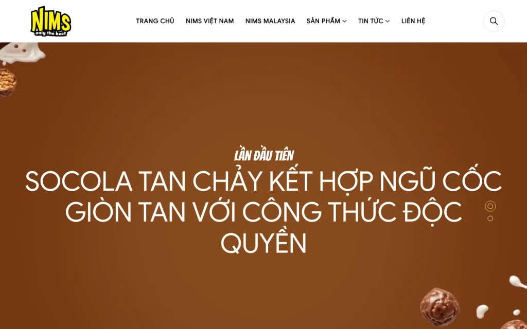 Website Socola Nims Việt Nam – giao diện máy tính