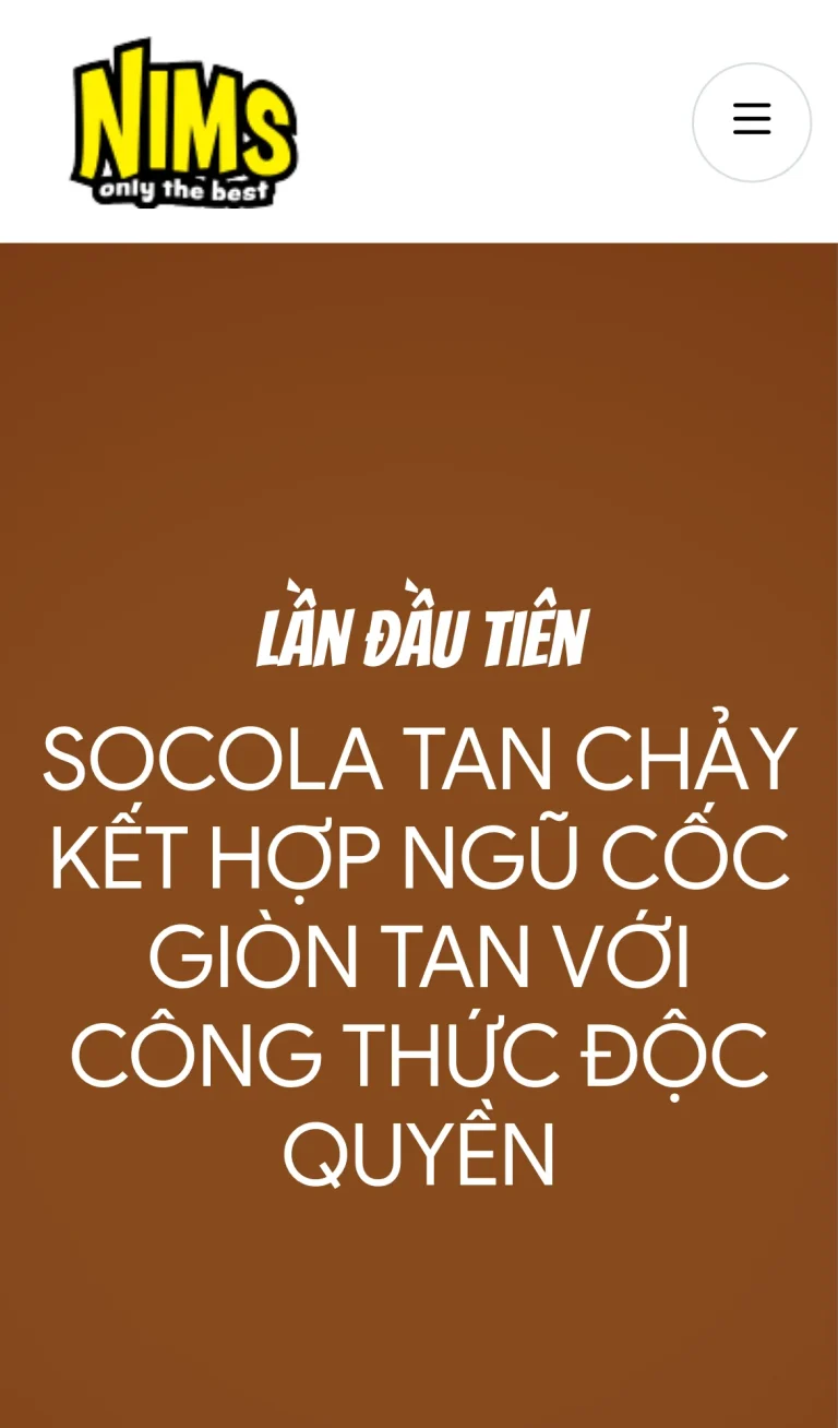 Website Socola Nims Việt Nam – giao diện điện thoại
