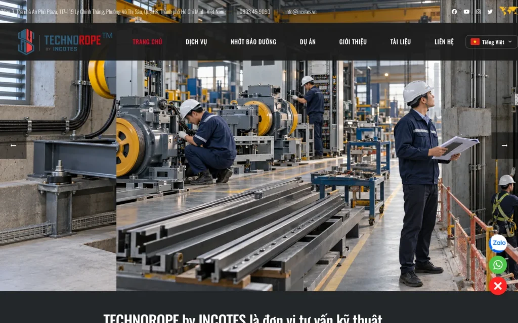 Website Technorope – giao diện máy tính