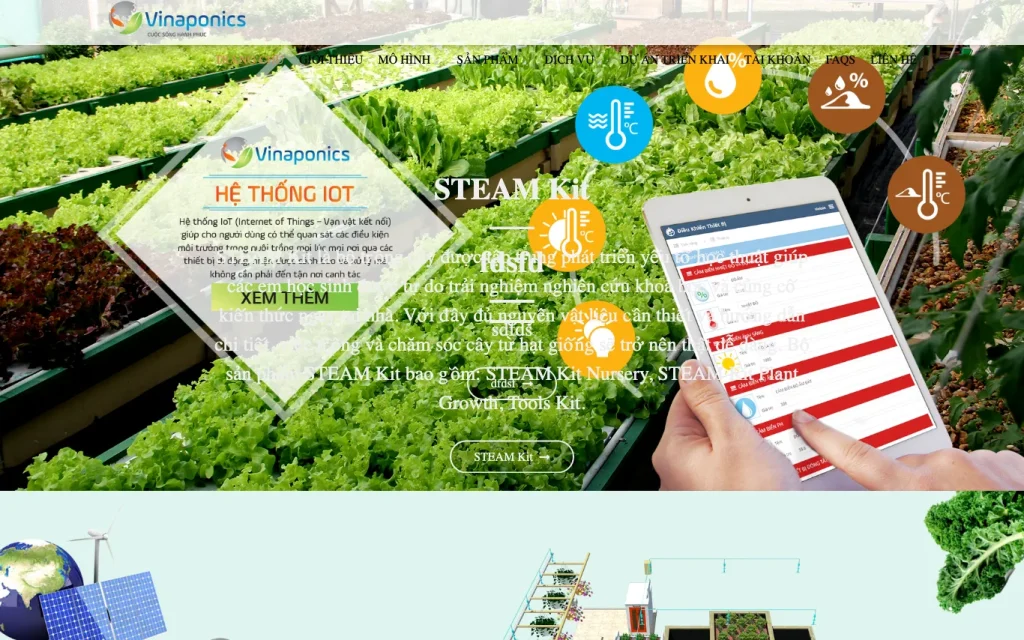 Website Vinaponics – giao diện máy tính