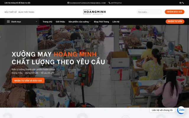 Website Xưởng may Hoàng Minh